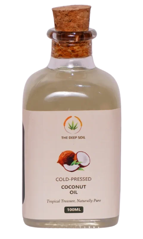 The Deep Soil Cold-Pressed Yellow Mustard Oil in a 500 ML glass bottle with a golden cap and mustard flower graphic.