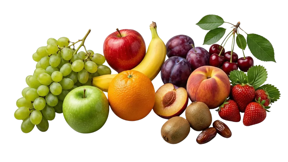 A premium selection of fresh fruits including grapes, apples, oranges, and berries for wholesale and bulk distribution by The Deep Soil.