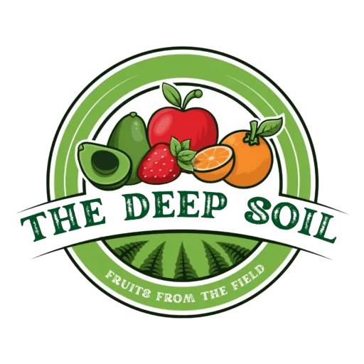 The Deep Soil Logo - Fresh Fruits from the Field - Organic Apples, Avocados, and Oranges.