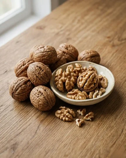 Whole and shelled premium walnuts in bulk quantity from The Deep Soil, sourced for quality and natural processing.